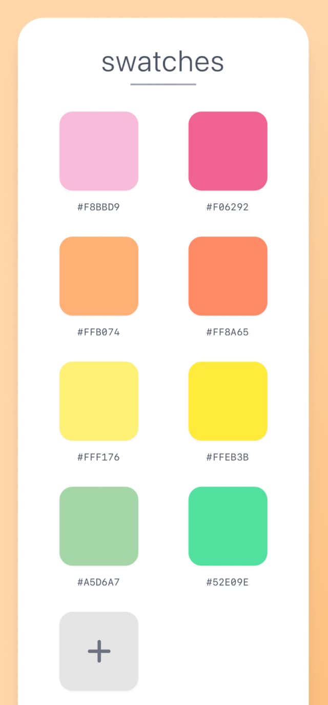 swatches app screenshot with text
